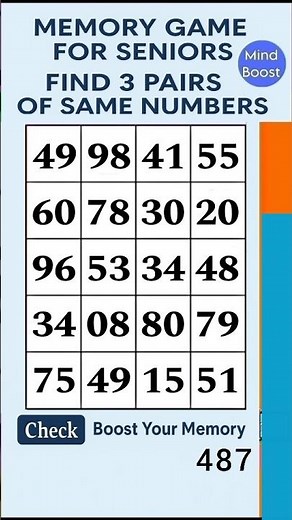 Brain Exercise for Seniors – Daily Brain Training Challenge | Match the Numbers