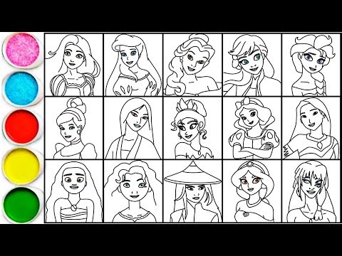 How to draw 15 Princesses Disney - Rapunzel, Ariel, Belle, Anna, Elsa, Cinderella, Mulan & others