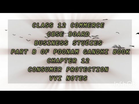 Class 12 ||CBSE Board|| Commerce|| Business Studies |part B|chapter 12|| Consumer Protection| NOTES