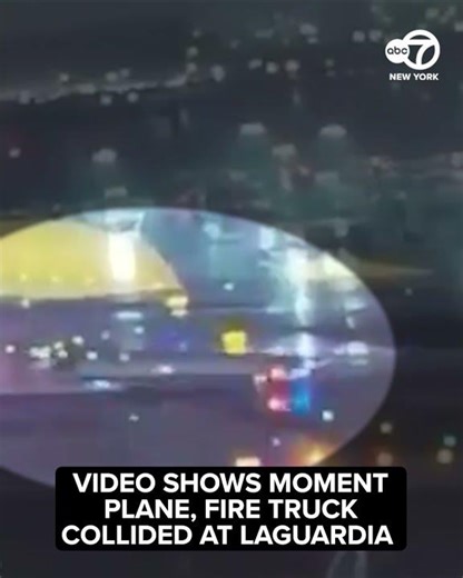 Video shows moment plane, fire truck collided at LaGuardia Airport