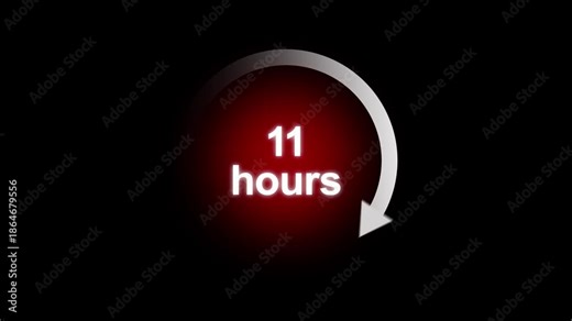 Digital clock showing 11 hours with a circular arrow on a dark background time countdown
