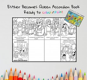 Esther Becomes Queen Bible Craft | Kids Sunday School Activity | Bible Coloring & Sequencing Craft | Esther 2–4 Lesson - Etsy