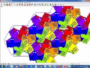 Three Escher Tilings (Tessellations) in SketchUp