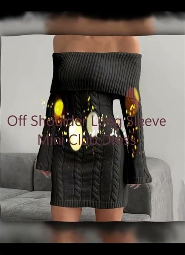 Off Shoulder Long Sleeve Mini Club Dress #fashion #style #dress