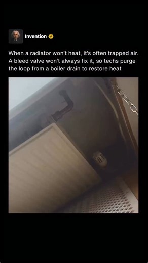 A cold radiator does not always mean something is broken. In many hot water heating systems, air can become trapped in the piping and prevent hot water from circulating. When that happens, the boiler may be running normally while the radiator stays cool. Opening a small bleed valve at the radiator can release air in simple cases, but it does not always solve the problem. If air is trapped deeper in the heating loop, the only effective fix is purging the line from a boiler drain so water can forc