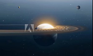 A wide-angle shot of the solar system from an outer perspective, showing all the planets and the Sun
