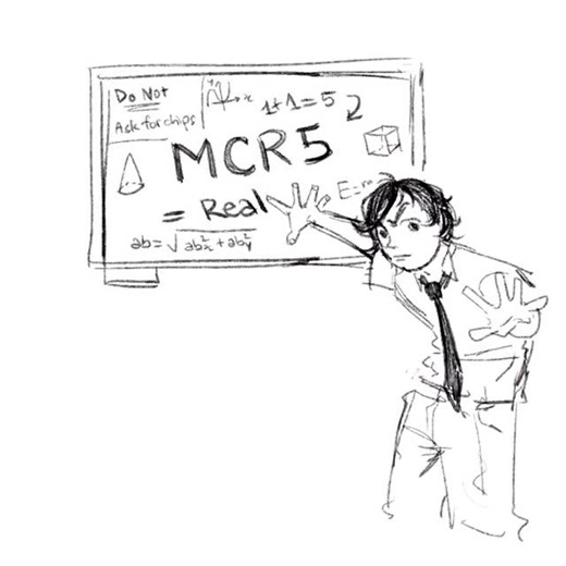 Vicky on Instagram: "Teaching an alien is hard (especially if it’s a hesitant one) #hesitantalien #gerardway #frankiero #vickymouse #art"