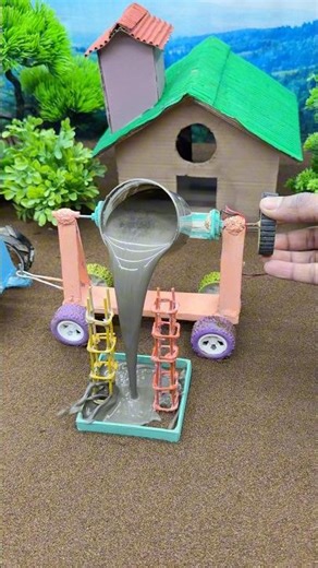 Pillar Baige Mini Machine Working Test 🔥 Cement Mixing Full Process | DIY Viral