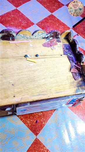 Sewing machine table makeover idea😱#diy #bestoutofwaste #sewinghacks#tablemakeover #makeover#shorts