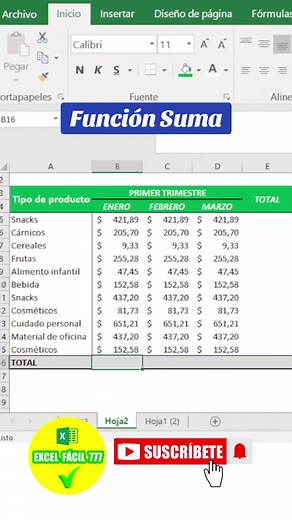 Función Suma en Excel #excel #exceltips #exceltricks #suma