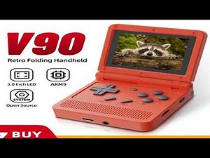 POWKIDDY v90 3-Inch IPS Screen Flip Handheld Console Dual Open System Game Console 16 Simu