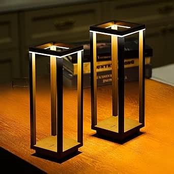 2 Pack Cordless Table Lamp Rechargeable, IP55 Waterproof, 60h Runtime Protable Outdoor Table Lamps, 3 Color Stepless Dimming Battery Powered Table Lamp for Dinner/Restaurant/Bedroom/Cafe
