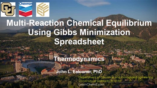 Multi Reaction Chemical Equilibrium Using Gibbs Minimization Spreadsheet