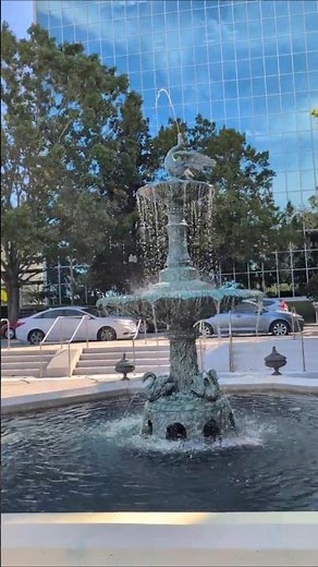 Sperry Fountain with Beautiful Swans Brings Joy to Visitors at Lake Eola Park! Orlando, Florida