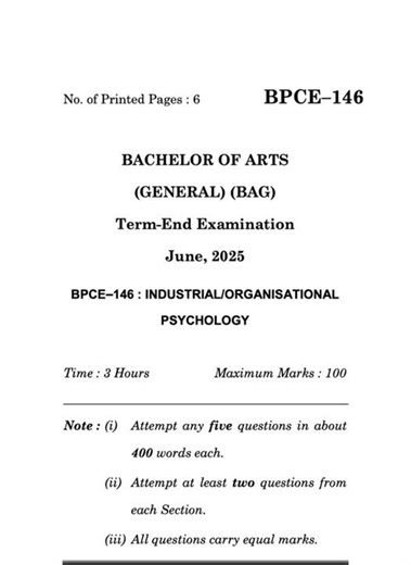 BPCE–146 June 2025 | IGNOU Previous Year Question Paper