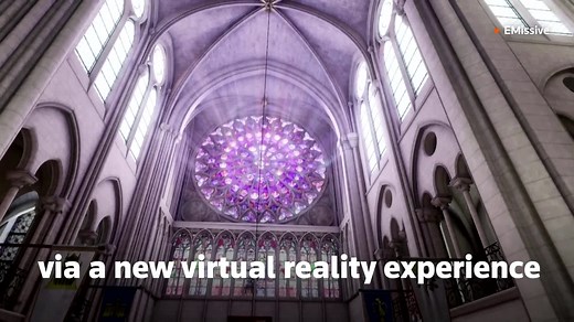 Visitors take a tour of the Notre-Dame Cathedral's history using virtual reality. | Reuters