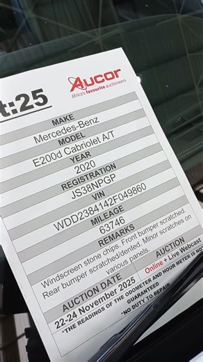 Are you looking to buy your dream car at a fair price? Aucor Joburg has your back! Join us for a Standard Bank Vehicle Asset Finance Webcast auction. Webcast bidding starts on Monday, 24 November at 10:30. Pre-webcast online bidding is available from 22 November at 9:00. Register & Bid below: https://bit.ly/3LeNA7V Download our Aucorlive App: onelink.to/aucorlive Viewing - at 89 Sterling Road, Kosmosdal, Centurion. Enquiries and Bookings: • Johannesburg: Kagiso 071 136 8344 Adrian 083 794 2378 H