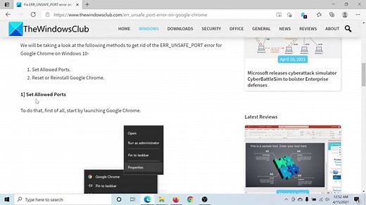 ERR_UNSAFE_PORT error on Chrome on Windows PC