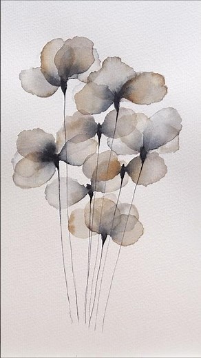 These Transparent Watercolor Abstract Flowers are so EASY to Paint #art #watercolortutorial