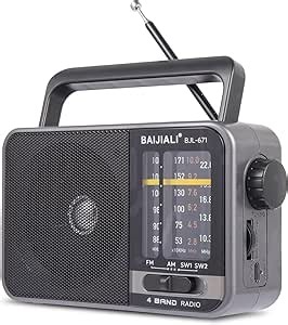 Portable AM/FM Transistor Radio with Loud Speaker, Battery or USB Powered - Compact Emergency Radio for Indoor, Outdoor, Travel & Storms (Model BJL-671)