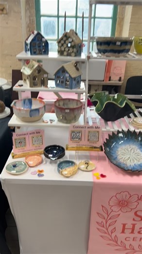 All set up for the day @gladstonepottery for the Makers Market. Please come along to say hello, lots of fabulous makers & potters here today. #sarahhallamceramics #stokiepotter #stokeontrentpottery #functionalart #oneofakind #handmade | Sarah Hallam Ceramics