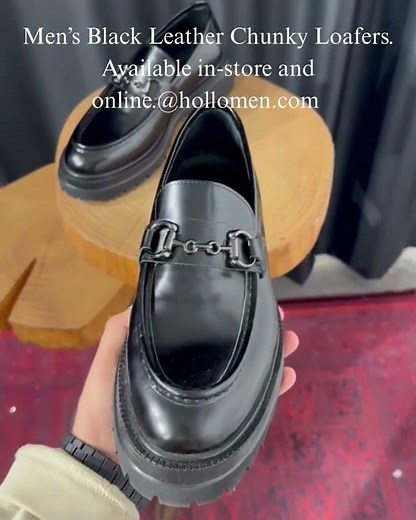 Confidence starts from the ground up. Men’s Winter Black Leather Chunky Loafers.