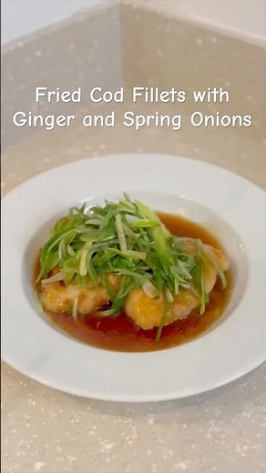 Fried Cod Fillets with Soy Sauce, Ginger and Spring Onions #friedfish #shorts