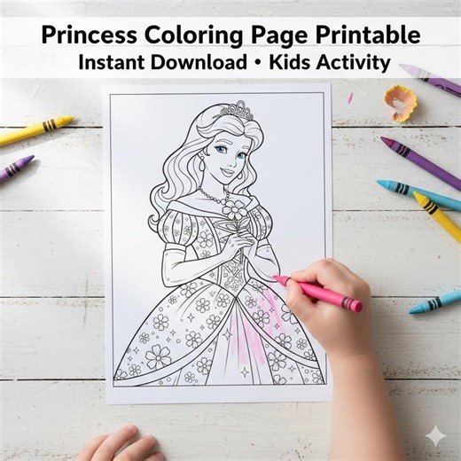 Printable Princess Coloring Page for Kids, Floral Fairy Tale Digital Download, Instant Activity for Girls Birthday Party - Etsy Canada