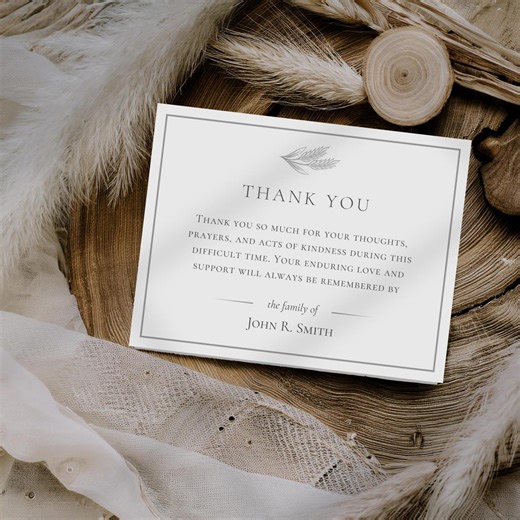 Personalized Bereavement Thank You Cards, Custom Funeral Notecard Set - Etsy