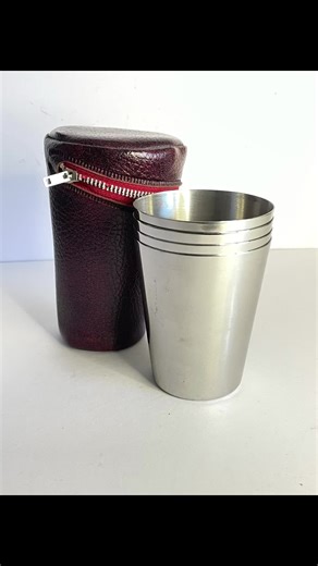 In the shop…1960s set of 4 stainless steel travel cups with case. Shop link in profile. #1960scups #1960shome #1960stravel #violetsemporium #etsyvintageshop