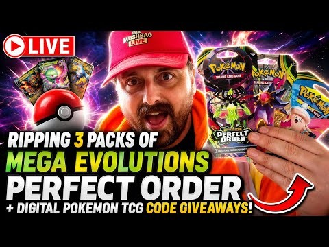 LIVE 🔴 Ripping 3 Mega Evolutions: Perfect Order Packs! (FREE Pokémon Code GIVEAWAYS ⚡ First Come!)