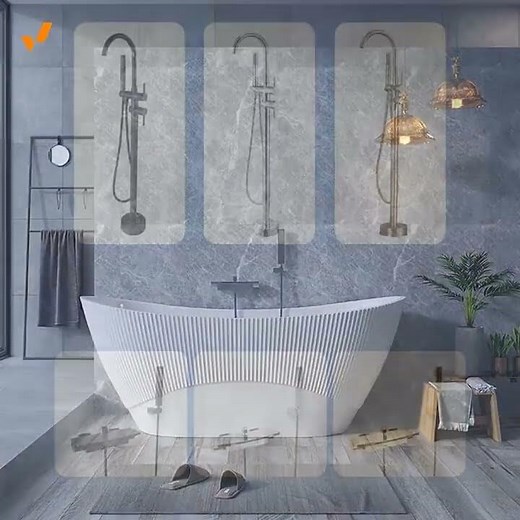 Wavy Textured Freestanding Acrylic Bathtub for Modern Homes