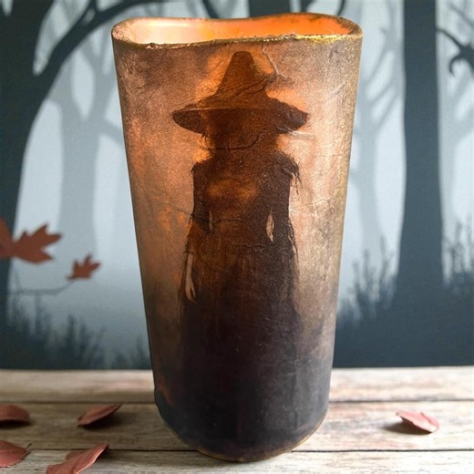 Witch Halloween Flameless, LED 6" Pillar Candle With Timer, Halloween Home Decor - Etsy