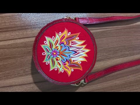 DIY Round Leather Bag with Laser Cutting | Handmade Embroidery Crossbody Bag Tutorial