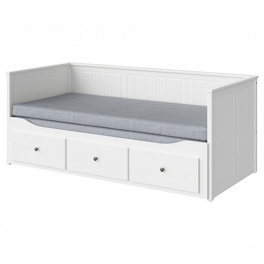 HEMNES lit banquette 2p (struct + matelas), blanc/Ågotnes ferme, 80x200 cm