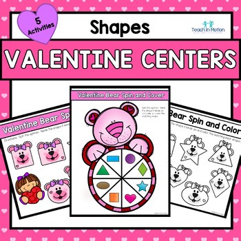 Valentine's Day 2D Shape Activities - February Math Centers - Preschool & PreK