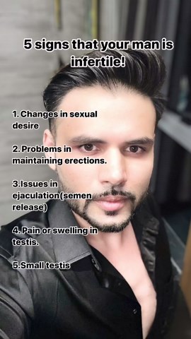 Dr Yuvraj Singh Jadeja | Gynaec & IVF specialist on Instagram: "Common Signs of Infertility in Men 1. Changes in sexual desire A man’s fertility is also linked with his hormone health. Changes in virility, often governed by hormones, could indicate issues with fertility. 2. Testicle pain or swelling There are several different conditions that could lead to pain or swelling in the testicles, many of which could contribute to infertility. 3. Problems maintaining erection A man’s ability to maintai
