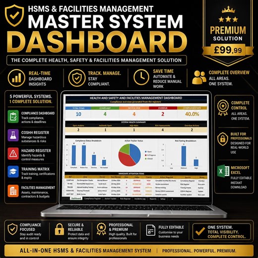 Complete Health & Safety Management System Excel Compliance Toolkit Risk COSHH Training Inventory and Safety Logs - Etsy UK