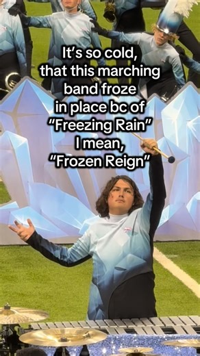 The Band Mom on Instagram: "It was so cold that their fromble and color guard flags were frozen stiff - with Carroll High School (IN) marching band. #frozen #bandkid #snowstorm"
