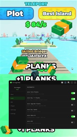 New 1 plank = 1$/s Roblox Script #roblox #robloxscript #robloxgames #robloxexecutor #robloxfreekey