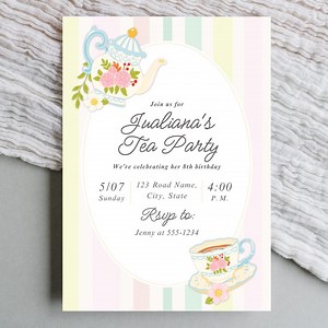 Tea Party Birthday Invitations Teacups Invite Girl Par-tea Invite Princess Tea Party Tea for Two Whimsical Tea Party Afternoon Tea Party - Etsy