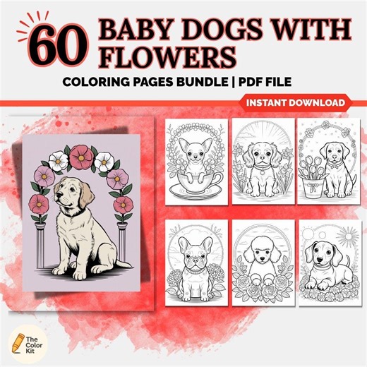 Dog & Puppy Coloring Book for Adults | Realistic Grayscale Pet Designs | Printable Dog Coloring Pages PDF - Etsy UK