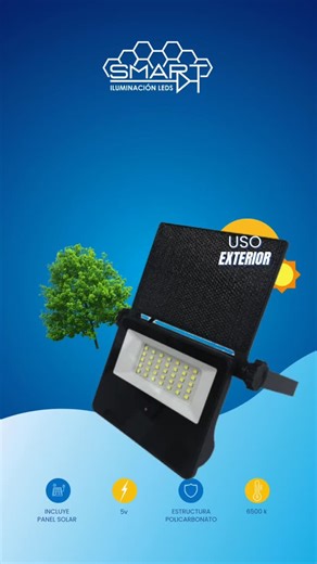 SMART iluminación LED on Instagram: "🌞💡 Ilumina tus espacios exteriores de forma sustentable 💡🌞 Nuestro Reflector Solar LED código 7057429, distribuido por SMART Iluminación LEDs, es la opción ideal para quienes buscan ahorrar energía y mantener sus áreas exteriores siempre iluminadas 📍✨ Con panel solar incluido, solo colócalo, cárgalo con la luz del sol y disfruta de una iluminación potente de 20W, con 1,800 lúmenes y una apertura de 120°. Perfecto para patios, jardines, fachadas, andadore