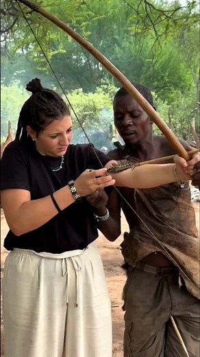 Tourist receives archery training in the jungle #tribalculture