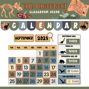 Dinosaur Calendar & Weather Display | Morning Meeting | Editable Classroom Decor