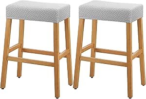YISUN Stool Covers Rectangle - 2 Pack Stretch Waterproof Saddle Seat Cover Counter Bar Stools Bar Chairs Covers Kitchen Island Chairs Cushion Protector