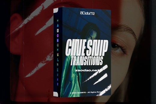 96组复古做旧磨损破损涂鸦闪烁模糊胶片扫描边缘视频转场MOV格式素材 Acidbite Cine Snip Transitions