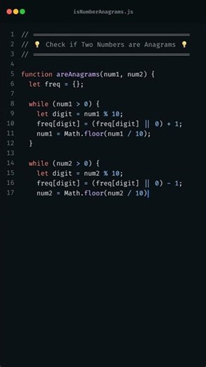 Check if the numbers are anagrams using javascript