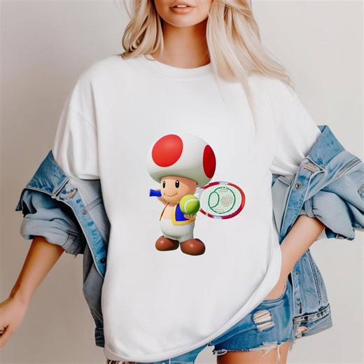 Toad Nintendo Super Mario Tennis Aces T-shirt, Classic Toad Blue Vest Tennis Graphic Tee, Cute Retro Video Game Sports Toad Mario Tennis Tee - Etsy