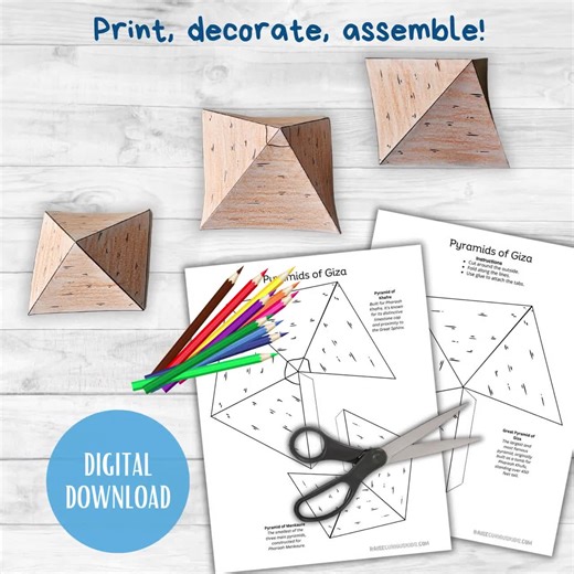 Pyramids of Giza 3D Craft- Egypt Craft for Kids- Around the World Learning Unit- Cultural Activity- Instant Download- Printable PDF - Etsy